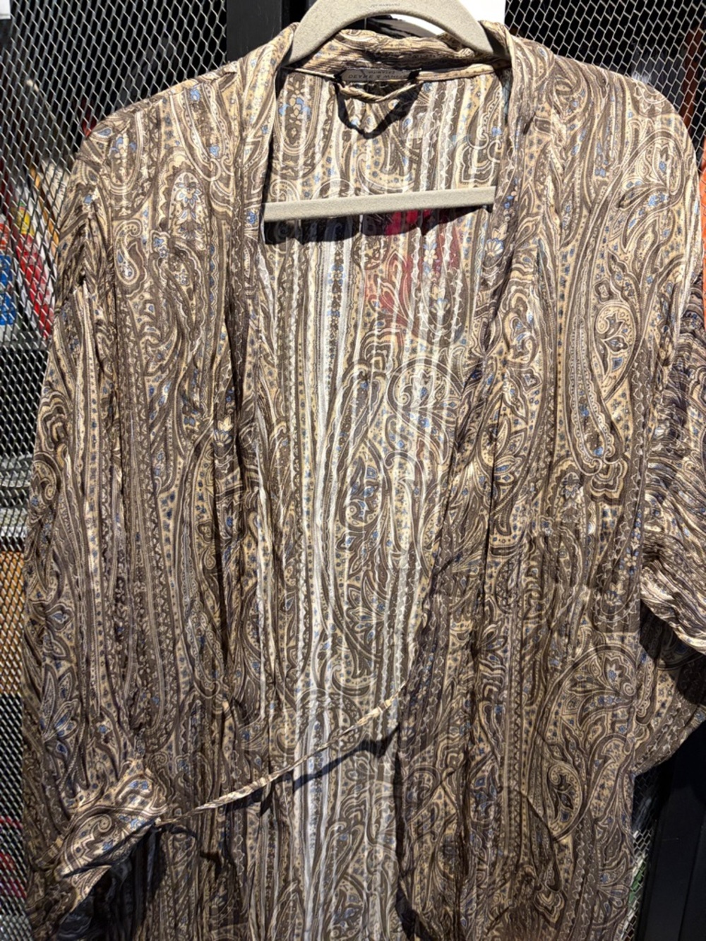 Paisley Satin Wrap Robe in Brown - Women's Luxurious Lounge Robe